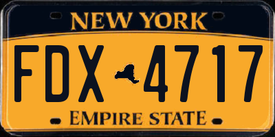 NY license plate FDX4717