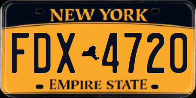 NY license plate FDX4720
