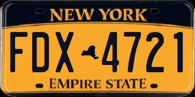 NY license plate FDX4721