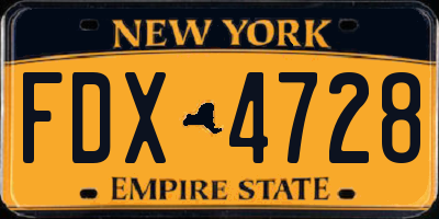 NY license plate FDX4728