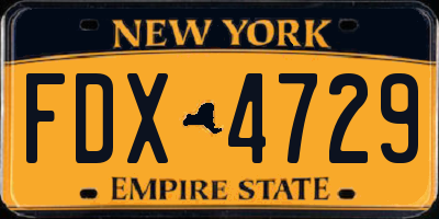 NY license plate FDX4729