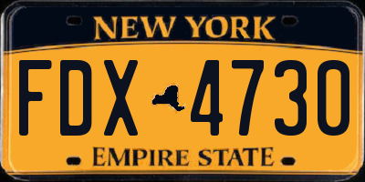 NY license plate FDX4730