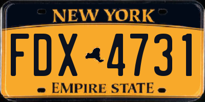 NY license plate FDX4731