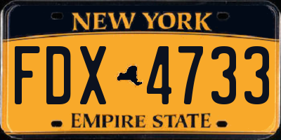 NY license plate FDX4733