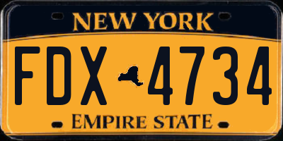 NY license plate FDX4734