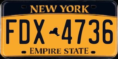 NY license plate FDX4736