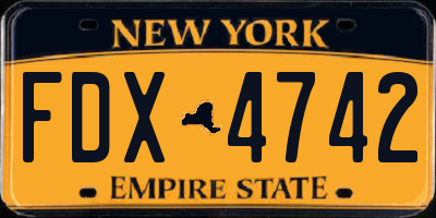NY license plate FDX4742