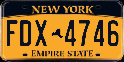 NY license plate FDX4746