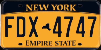 NY license plate FDX4747