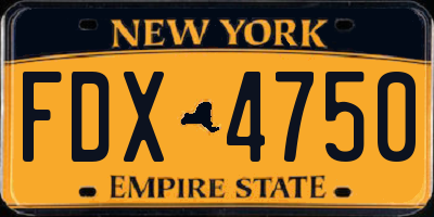NY license plate FDX4750