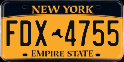 NY license plate FDX4755