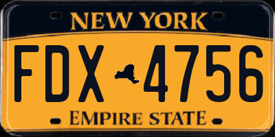 NY license plate FDX4756