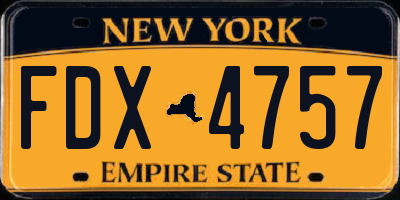NY license plate FDX4757