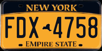 NY license plate FDX4758