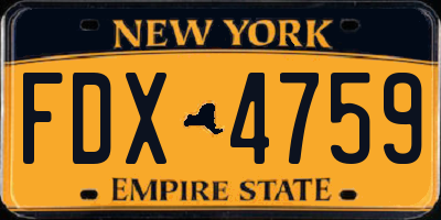 NY license plate FDX4759