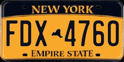 NY license plate FDX4760