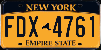 NY license plate FDX4761