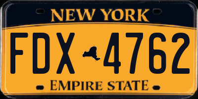 NY license plate FDX4762