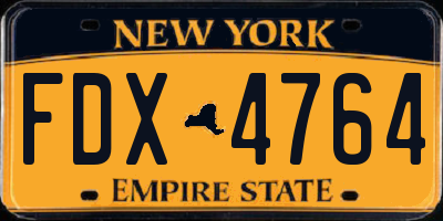 NY license plate FDX4764