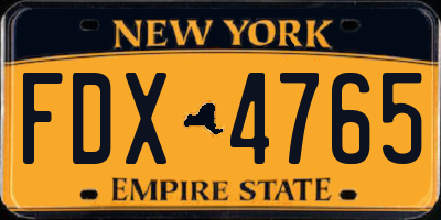 NY license plate FDX4765