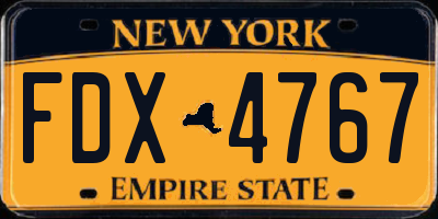 NY license plate FDX4767