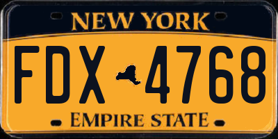 NY license plate FDX4768
