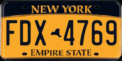 NY license plate FDX4769