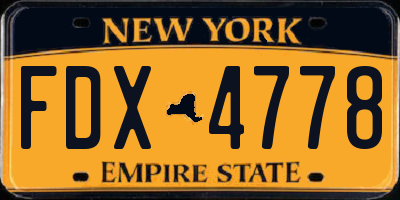 NY license plate FDX4778