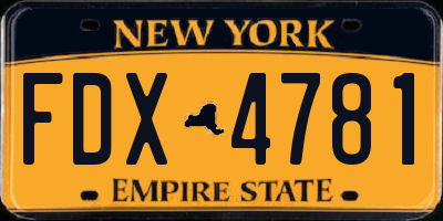 NY license plate FDX4781