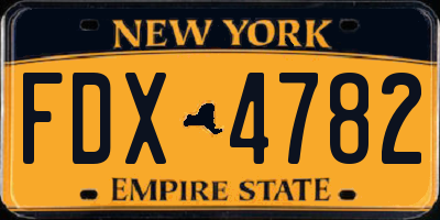 NY license plate FDX4782