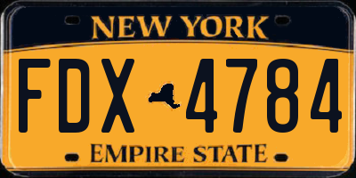 NY license plate FDX4784