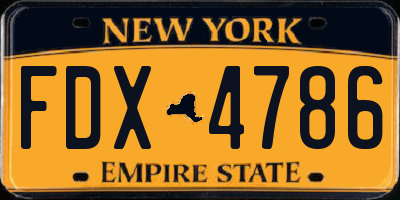 NY license plate FDX4786