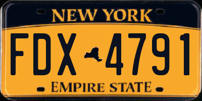 NY license plate FDX4791