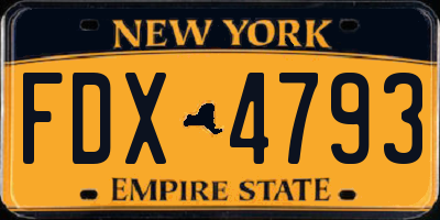 NY license plate FDX4793