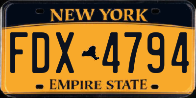 NY license plate FDX4794