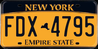 NY license plate FDX4795