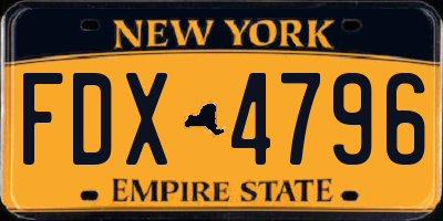 NY license plate FDX4796