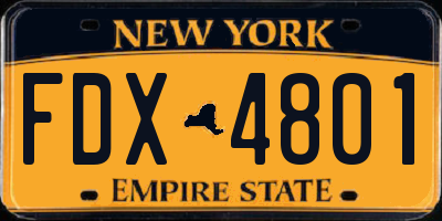 NY license plate FDX4801