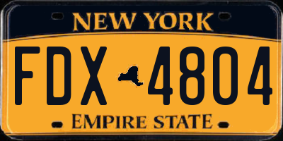 NY license plate FDX4804