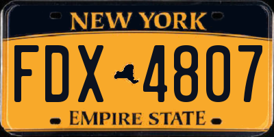 NY license plate FDX4807