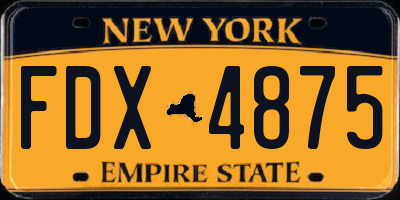 NY license plate FDX4875