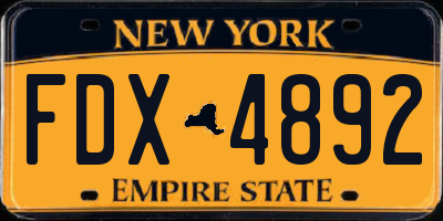NY license plate FDX4892