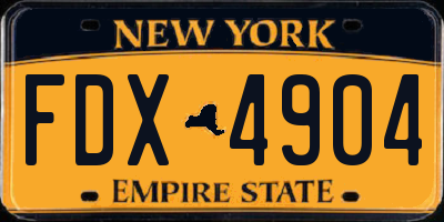 NY license plate FDX4904