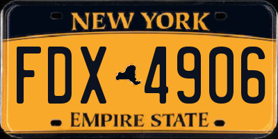 NY license plate FDX4906