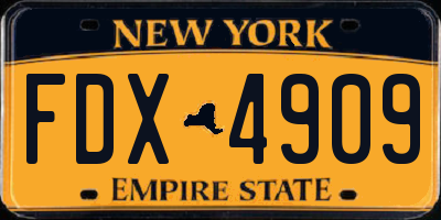 NY license plate FDX4909