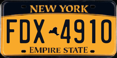 NY license plate FDX4910