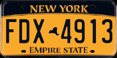 NY license plate FDX4913
