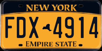 NY license plate FDX4914
