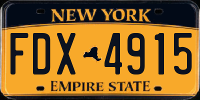 NY license plate FDX4915