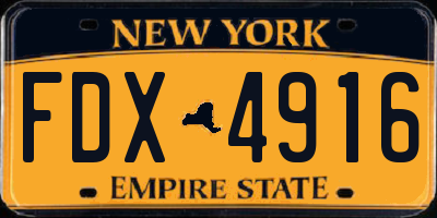 NY license plate FDX4916